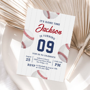 Convite É Festa de aniversário de baseball no jogo