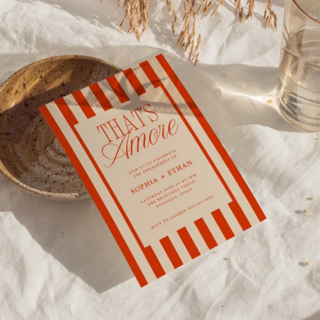 Convite É Festa de noivado Amore Red Stripes (Criador carregado)