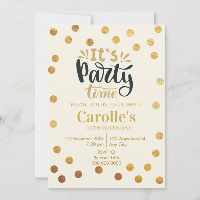 Convite É Festa Hora Simples Aniversário (Frente)