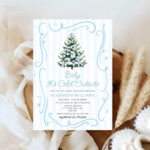 Convite É Fora de Casa no Natal Azul Baby Shower