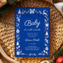 É Frio Lá Fora baby shower de inverno azul