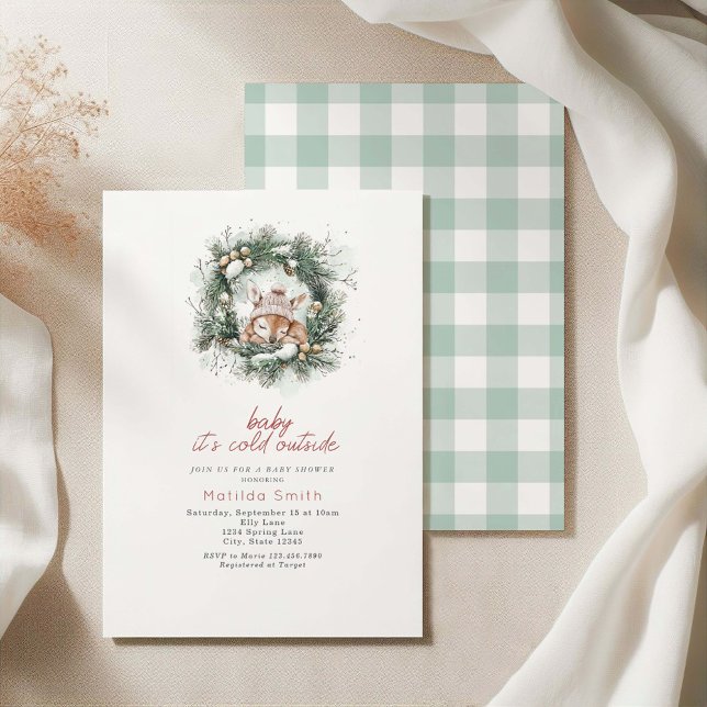 Convite É Frio Lá Fora Chuveirinho de Bebê de Veado Fofo (Criador carregado)