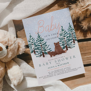 Convite É Frio Lá Fora Chuveiro de Bebê Urso de Inverno