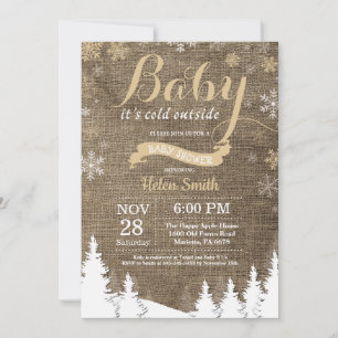 Convite É Frio Lá Fora Chuvendo de Ouro Baby Shower