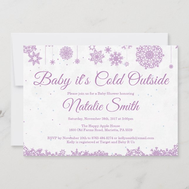 Convite É Frio Lá Fora Chuvinha de Neve Baby Shower (Frente)