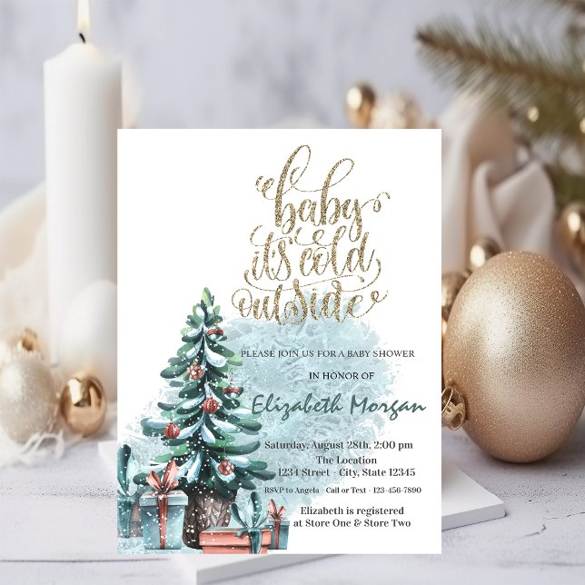 Convite É Frio Lá Fora Festa de Bebê Presentes de Árvore d (Criador carregado)