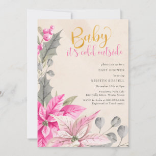 Convite É frio lá fora, menina, Baby Shower de Inverno