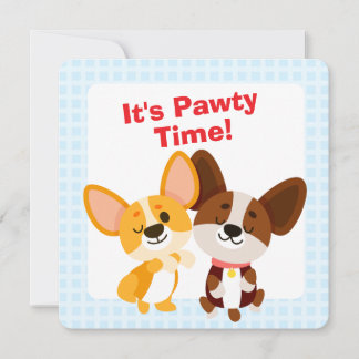 Convite É Hora da Festa de Aniversário do Corgi