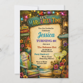 Convite É Hora da Margarita Festa de Aniversário Adulto