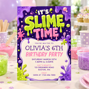 Convite É hora da Slime! Festa de Aniversário de Slime par