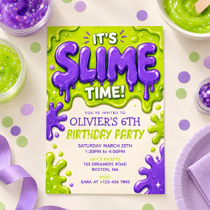 Convite É Hora da Slime! Festa de Aniversário de Slime par