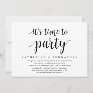 Convite É Hora de Celebrar, Festa de Casamento Intimo