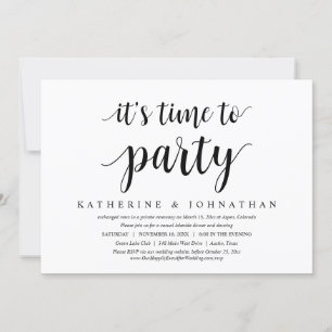 Convite É Hora de Celebrar, Festa de Casamento Intimo