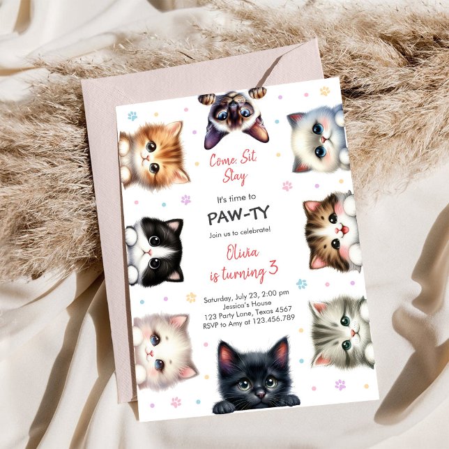 Convite É Hora de Festa com Patas Animais de Festa Anivers (Criador carregado)