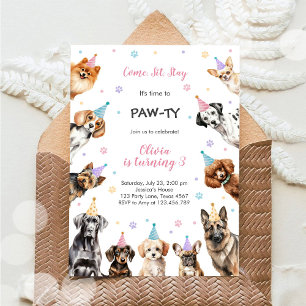 Convite É Hora de Festa com Patinhas Animais de Festa Aniv