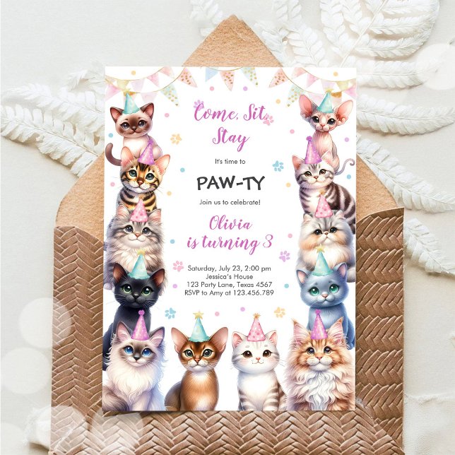 Convite É Hora de Festa com Patinhas Animais de Festa Aniv (Criador carregado)