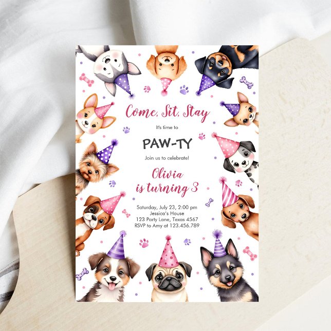 Convite É Hora de Festa de Aniversário de Crianças Animais (Criador carregado)
