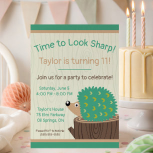 Convite É hora de parecer firme! Cute Hedgehog Birthday