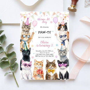 Convite É Hora de Paw-ti Festa de Aniversário de Crianças