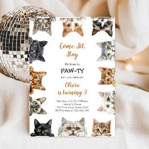 Convite É Hora de Paw-ti Festa de Aniversário Infantil de 