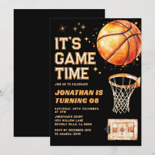 Convite É hora do jogo Basquete de aniversário para qualqu