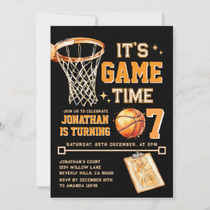 Convite É hora do jogo Basquete de aniversário para qualqu