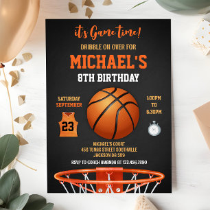 Convite É Hora do Jogo Basquete Esporte Menino Aniversário