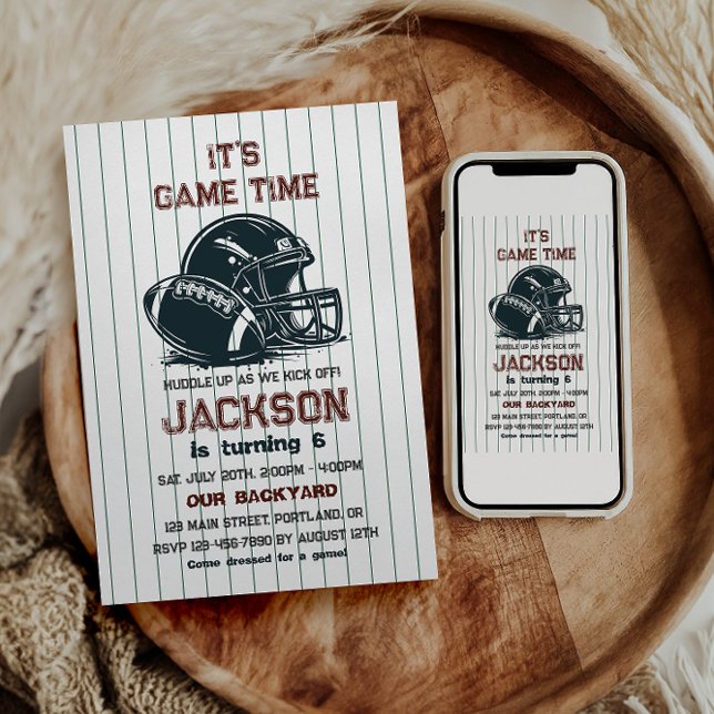 Convite É hora do jogo! Jogo de aniversários de futebol (Criador carregado)