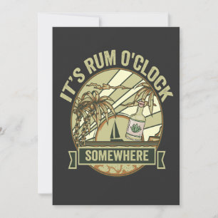 Convite É Hora do Rum em Algum Lugar Camiseta Divertida de