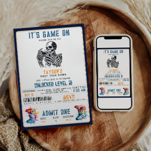 Convite É Jogo em Caveira - Festa de aniversário de Vídeo