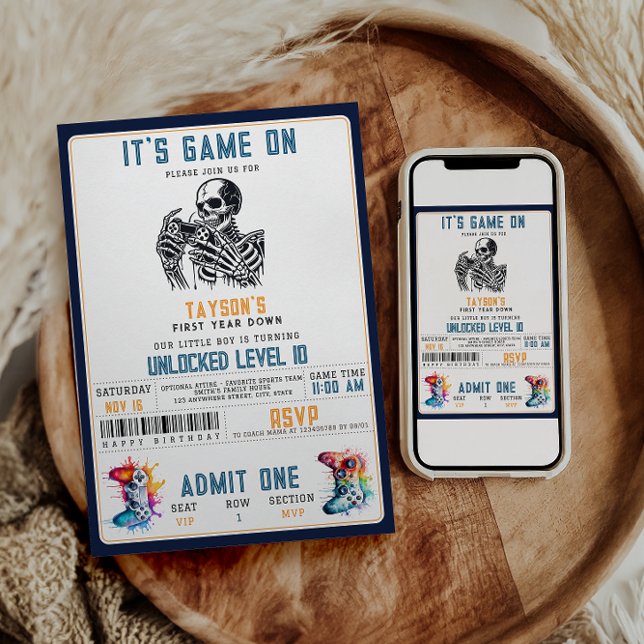 Convite É Jogo em Caveira - Festa de aniversário de Vídeo (Criador carregado)