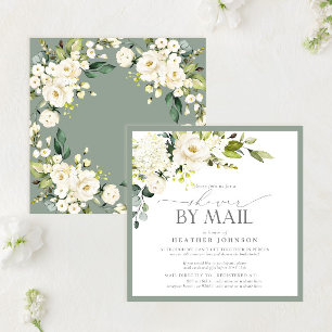 Convite E-mail do Chá de panela Floral Branco Elegante