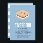 Convite É mais divertido Kawaii Blue Kids Boy Aniversário<br><div class="desc">Este convite de aniversário do garoto "S'more Fun",  fofo e kawaii,  mostra um "s'more" com um rosto sorridente num fundo azul. O verso apresenta um fundo branco com faixas azuis. Personalize para suas necessidades. Você pode encontrar mais produtos correspondentes na minha loja.</div>