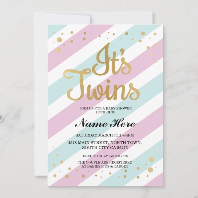 Convite É menina que azul do rosa do chá de fraldas dos (Frente)