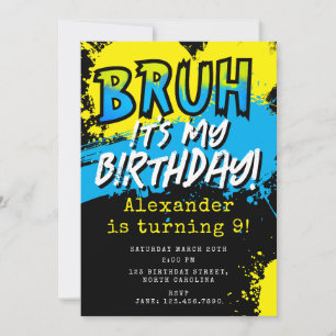 Convite É Meu Aniversário Garoto Adolescente Neon