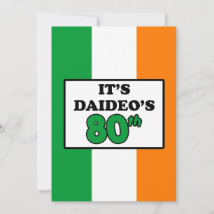 Convite É o 80 de Aniversário do Daideo Irish Flag Invit