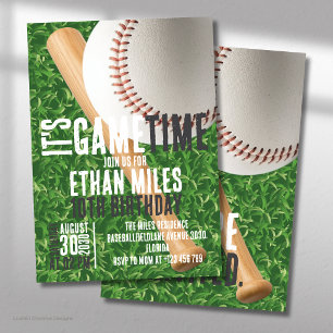 Convite É o aniversário do Game Time Baseball Sports