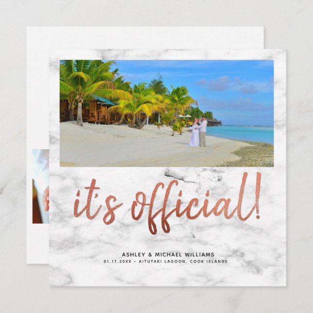 Convite É o Casamento Oficial de Mármore da Praça da Foto  (Frente/Verso)