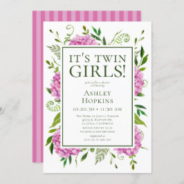 Convite É o Chá de fraldas das Garotas Gêmeas, Rosa, Hydra