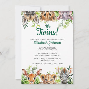 Convite É o Chá de fraldas de Gêmeos Safari