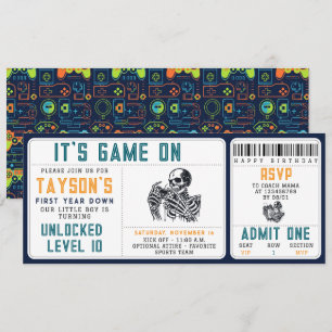 Convite É o Game On Skull – Festa de Aniversário de Video