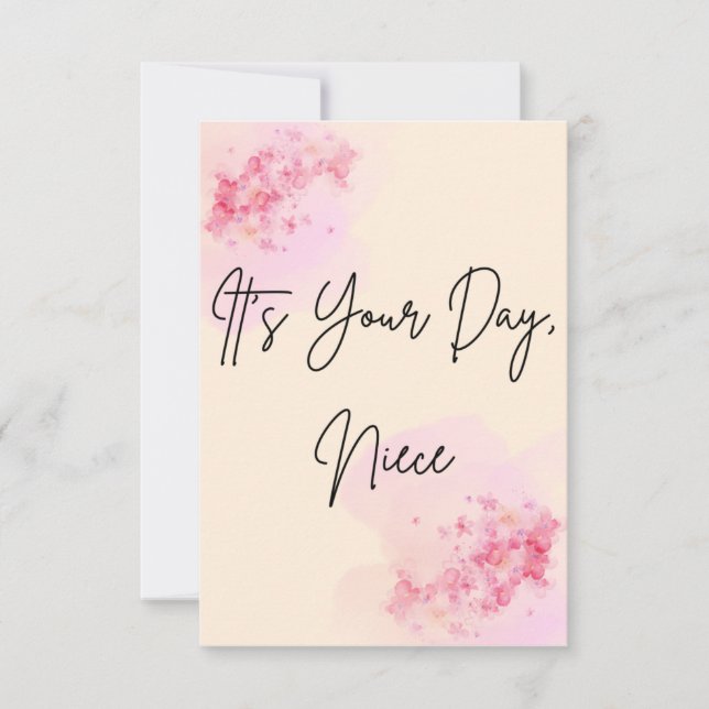 Convite É o seu dia, carta de aniversário mínima da sobrin (Frente)