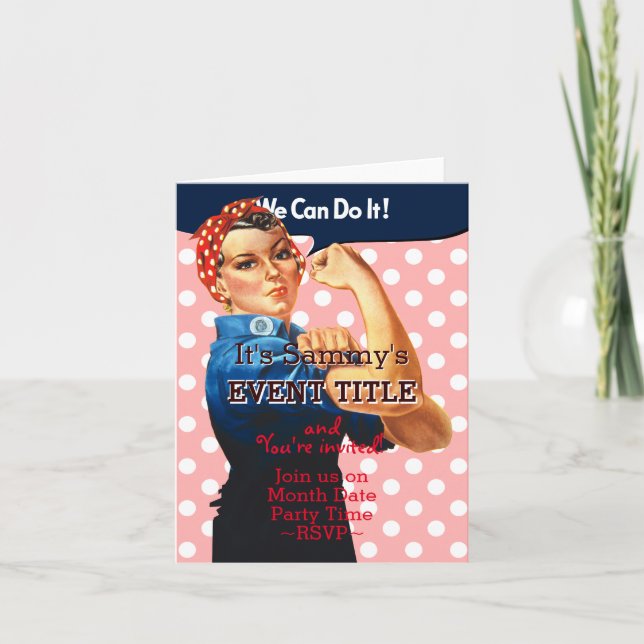 Convite É o seu Rosie Party 12 linhas 2 personalizadas (Frente)