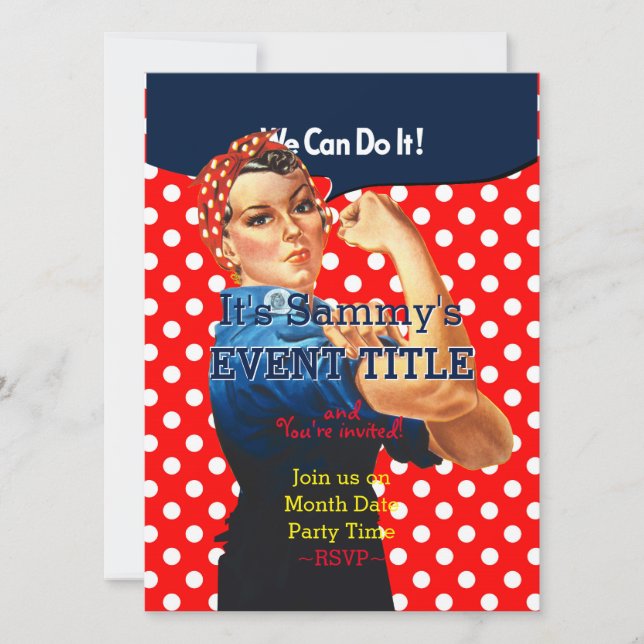 Convite É o seu Rosie Party 12 linhas 2 personalizadas (Frente)