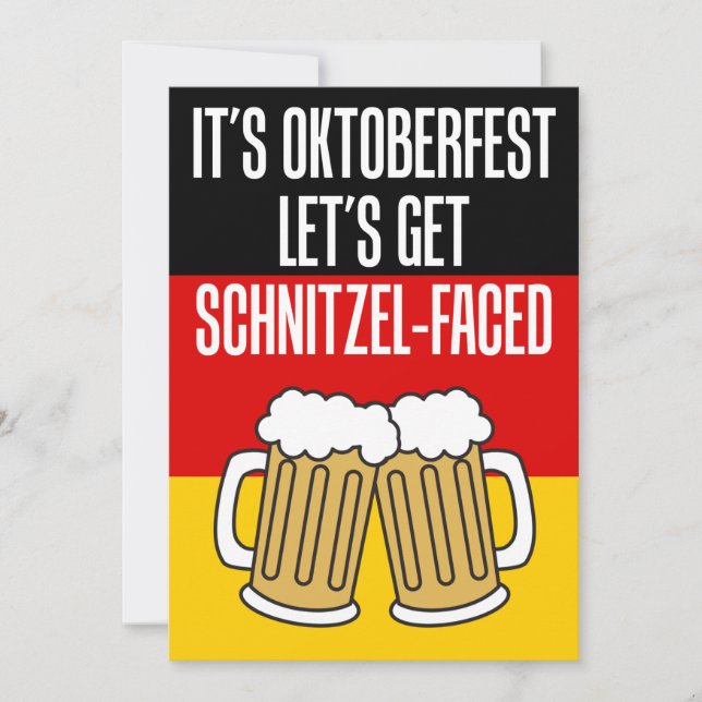 Convite É o Vamos Oktoberfest Convide-se com Schnitzel (Frente)