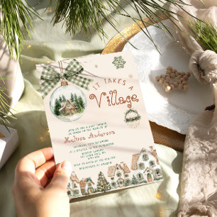 Convite É preciso um Chá de fraldas de Natal na vila