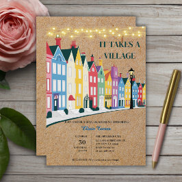 Convite É preciso uma aldeia Chuvada de Bebê de Artesanato