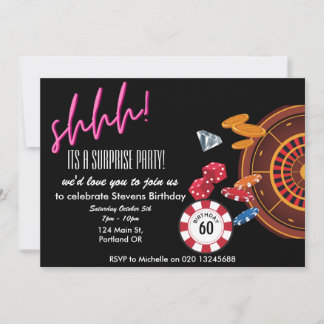 Convite é um aniversário surpresa do tema casino vegas 