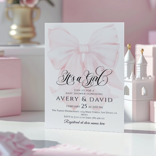 Convite É um Arco rosa  moderno Chá de fraldas elegante (Criador carregado)