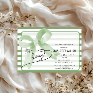 Convite É um Arco verde-bonito Chá de fraldas Stripes